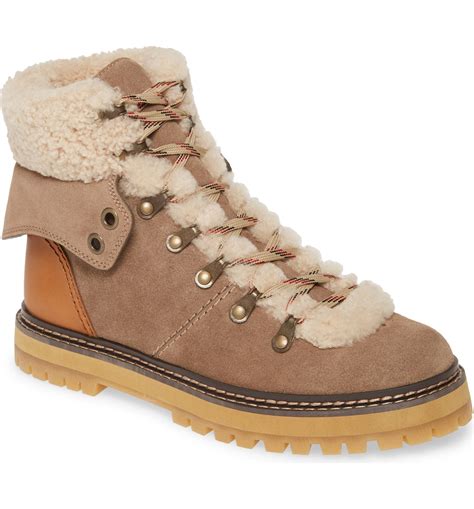 see by chloe hiking boots|see by chloe shearling boots.